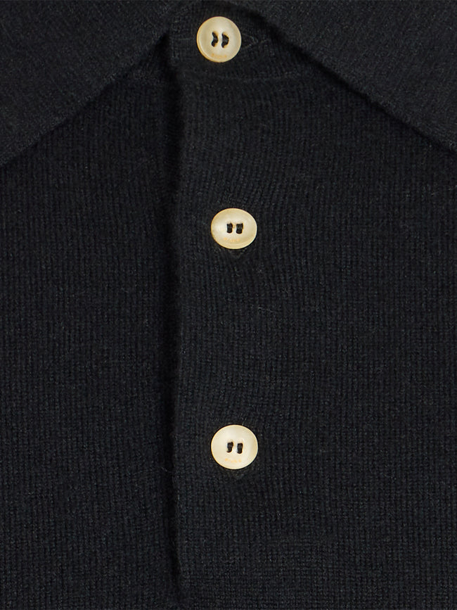 Arch4 - Chapman Baby Goat Cashmere Long-Sleeved Polo Top | Size: M - Black - ABASK