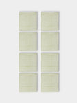 Chamois - | Set of 8 | Stripe Block-Printed Cotton Napkins - Green - ABASK - 