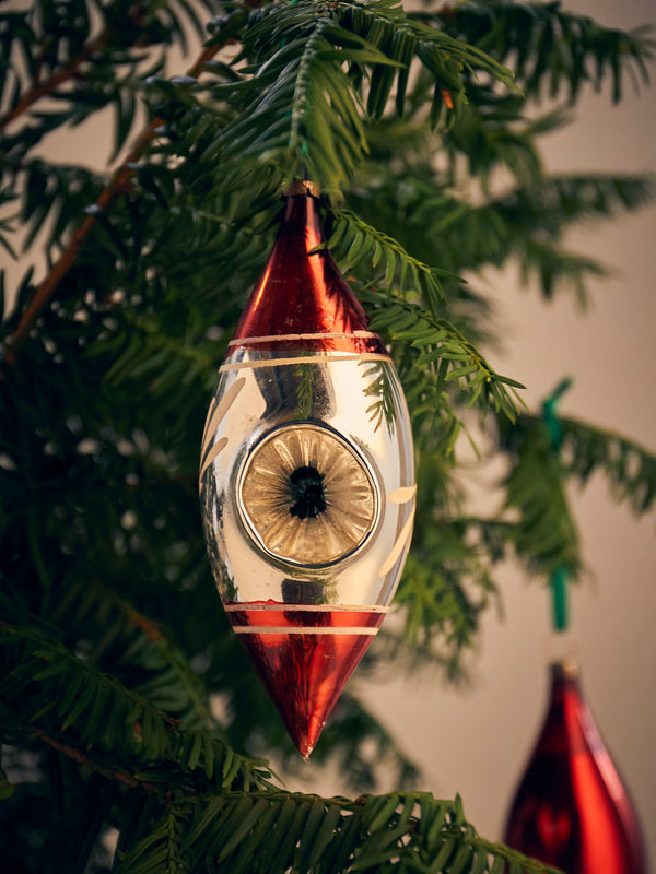 Antique and Vintage - Early-20th-Century Droplets Glass Baubles (Set of 4) - Red - ABASK