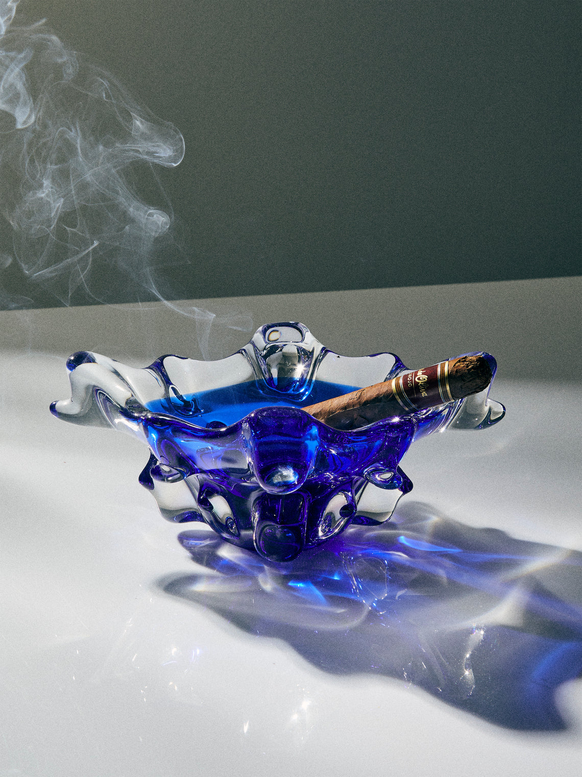Antique and Vintage - Mid-Century Crystal Ashtray - Blue - ABASK