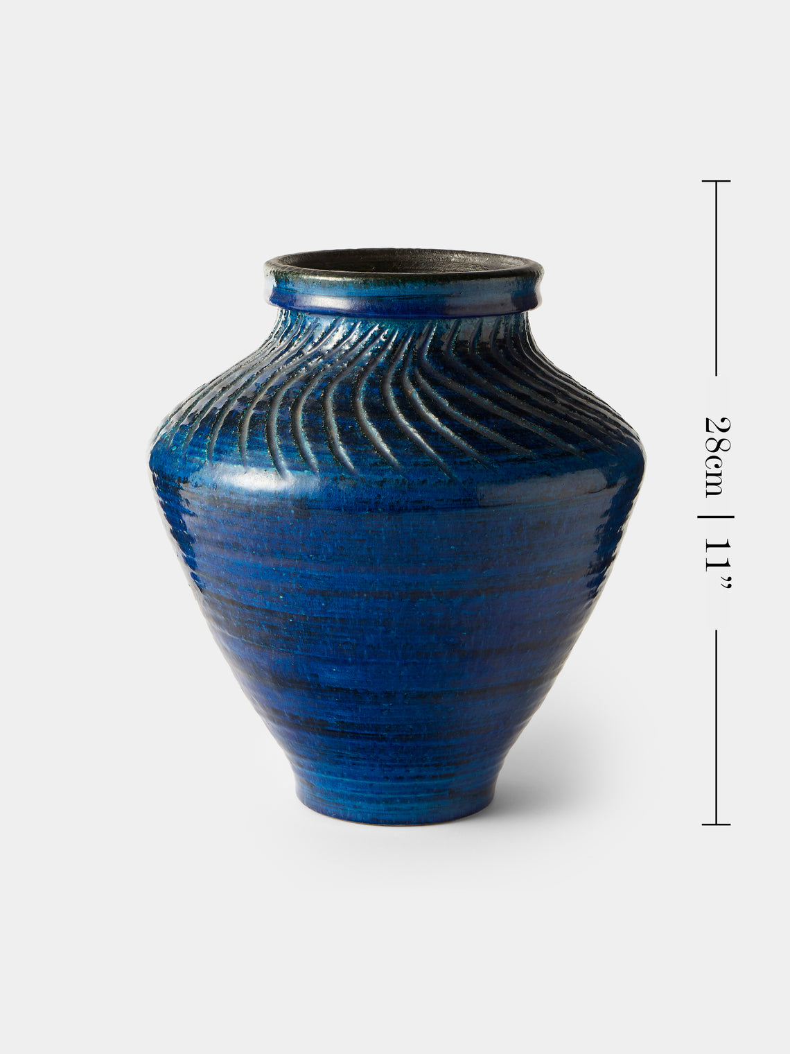 Antique and Vintage - 1950s Pol Chambost Ceramic Vase (11in/28cm) - Blue - ABASK
