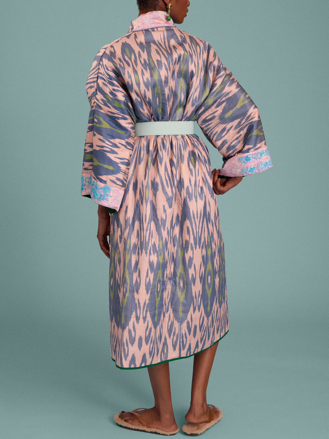 Nazzy Beglari - Hand-Loomed Ikat Cotton Reversible Chapan-Style Robe | One Size - Multiple - ABASK