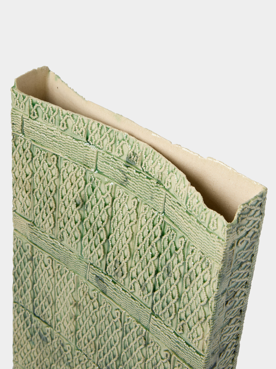 Ella Porter - Jade Beaded Hand-Built Stoneware Vessel (14.5in/37cm) - Green - ABASK