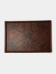 Mori Kougei - Poke Marquetry Wood Tray (15in/38.5cm) - Brown - ABASK - 