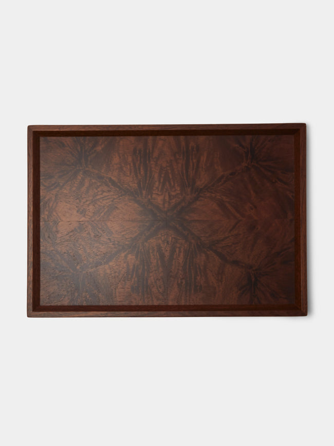 Mori Kougei - Poke Marquetry Wood Tray (15in/38.5cm) - Brown - ABASK - 