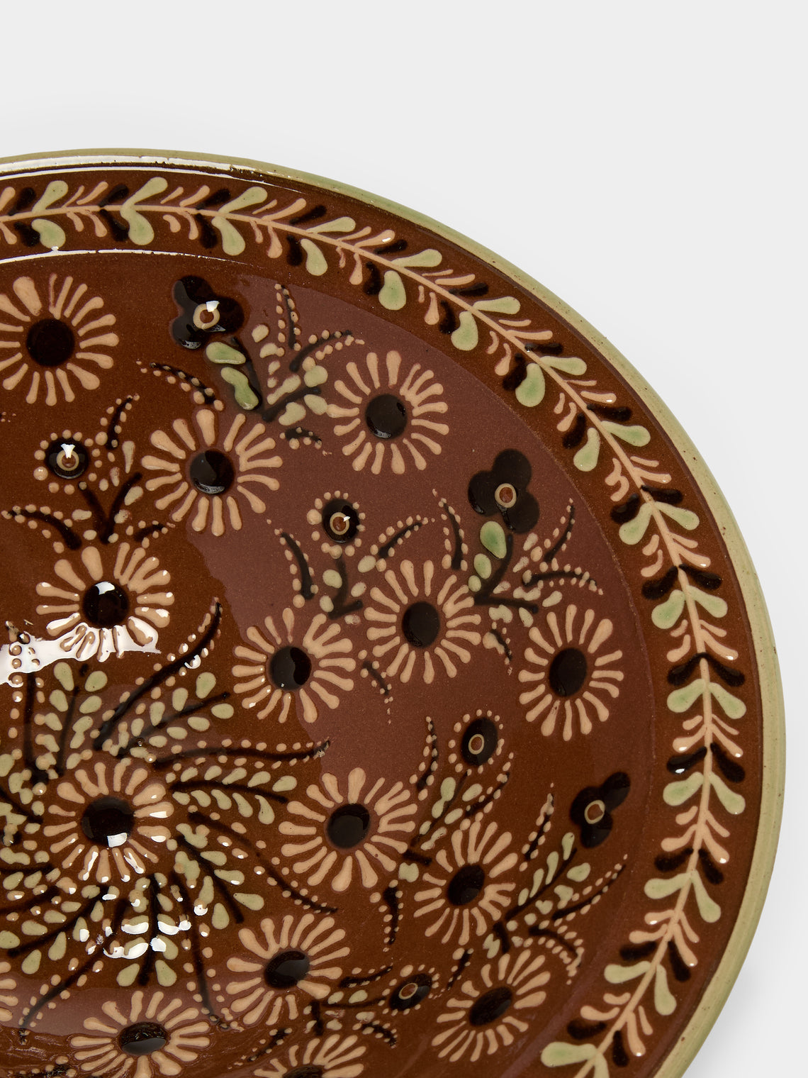 Poterie d’Évires - Flowers Hand-Painted Ceramic Serving Bowl - Light brown - ABASK
