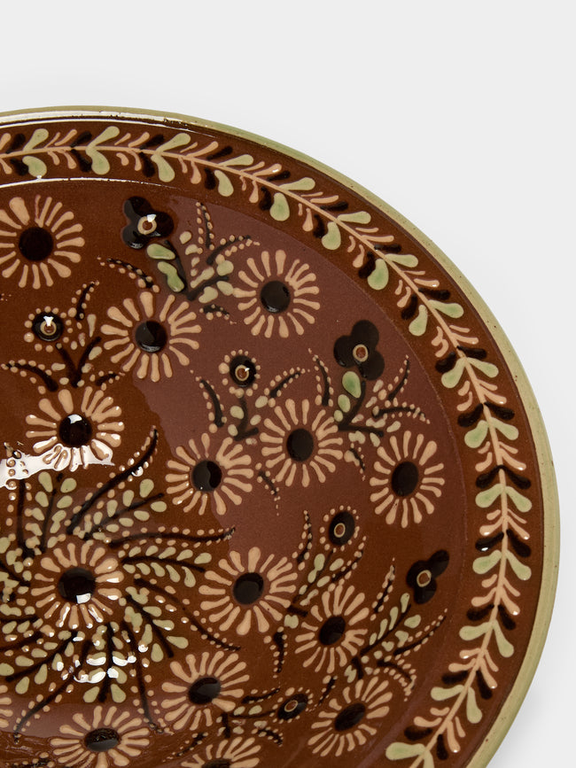 Poterie d’Évires - Flowers Hand-Painted Ceramic Serving Bowl - Light brown - ABASK