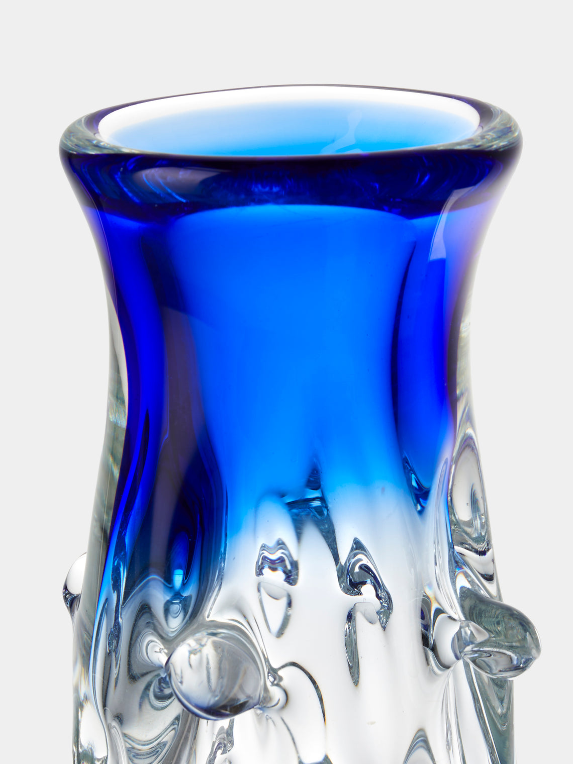 Antique and Vintage - 1970s Bohemian Crystal Vase (10in/25.5cm) - Blue - ABASK