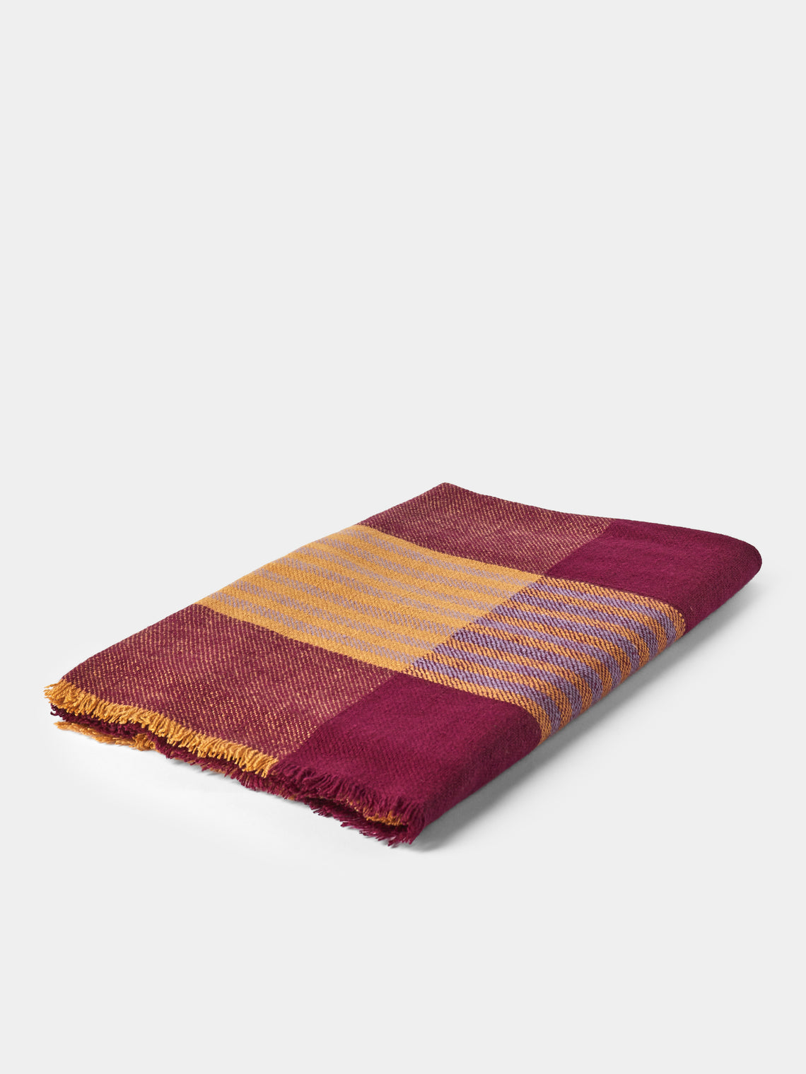 Me & K - Srinagar Cashmere Tartan Throw (75in/1.9m) - Red - ABASK