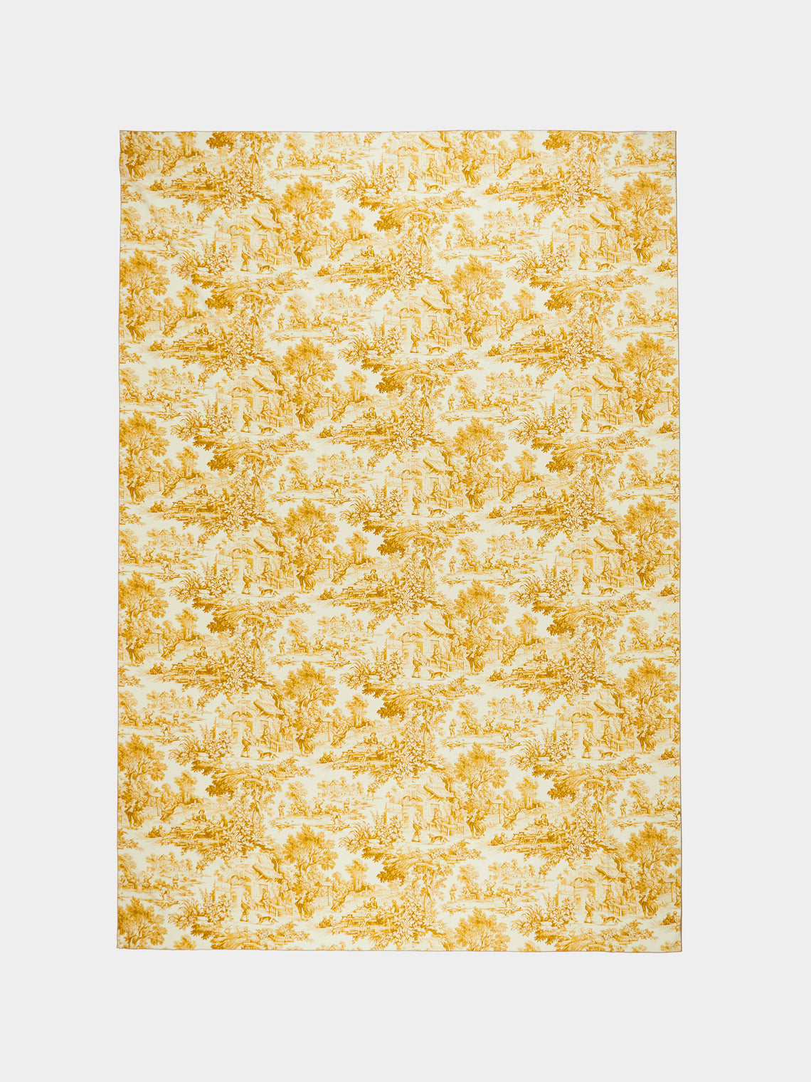 Toile de Jouy Linen Rectangular Tablecloth (126in/3.2m)