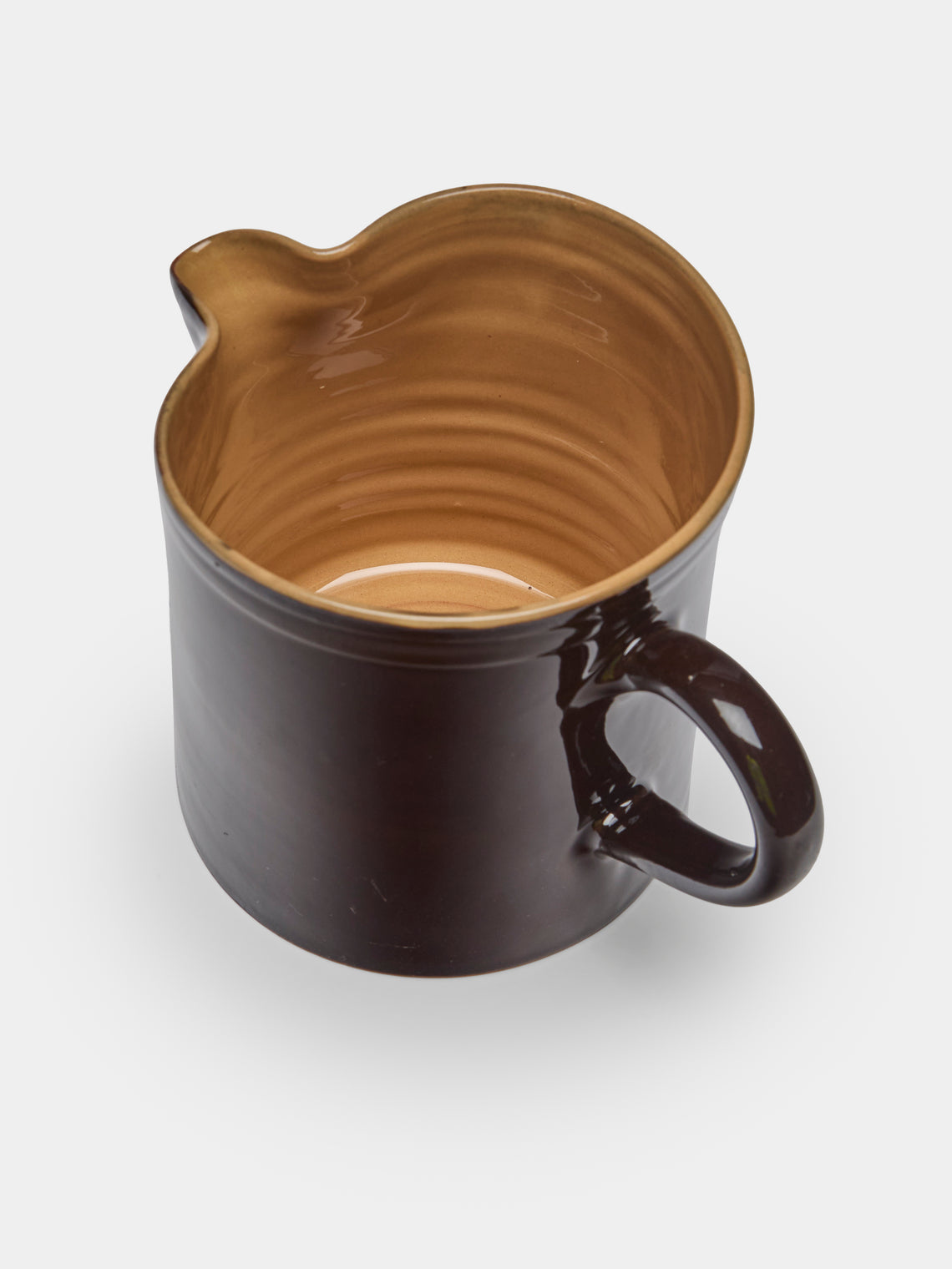 Poterie d’Évires - Chickens Hand-Painted Ceramic Straight-Edge Jug (34oz/1L) - Dark brown - ABASK