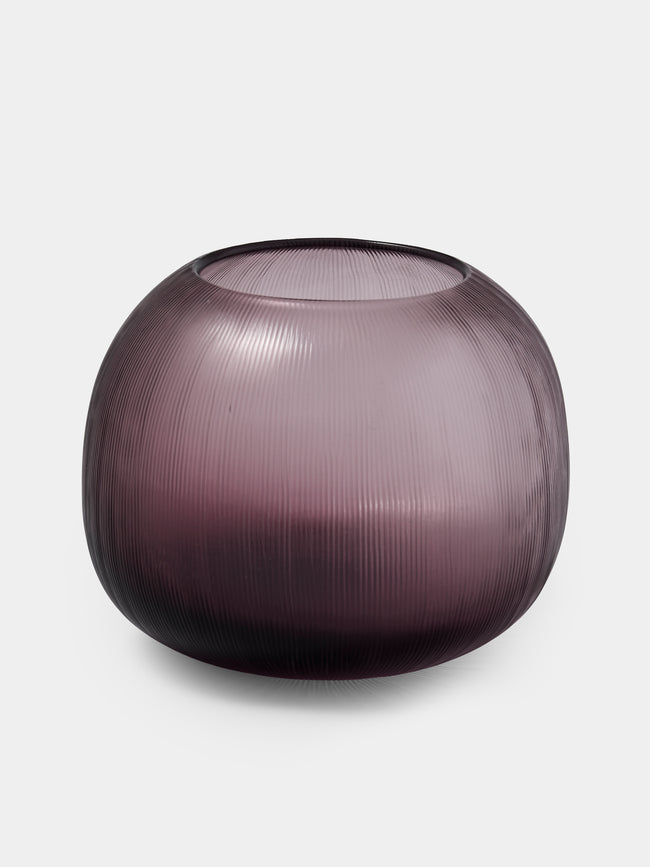 Micheluzzi Glass - Riccio Ametista Millerighe Hand-Blown Murano Glass Vase (6in/15cm) - Purple - ABASK - 