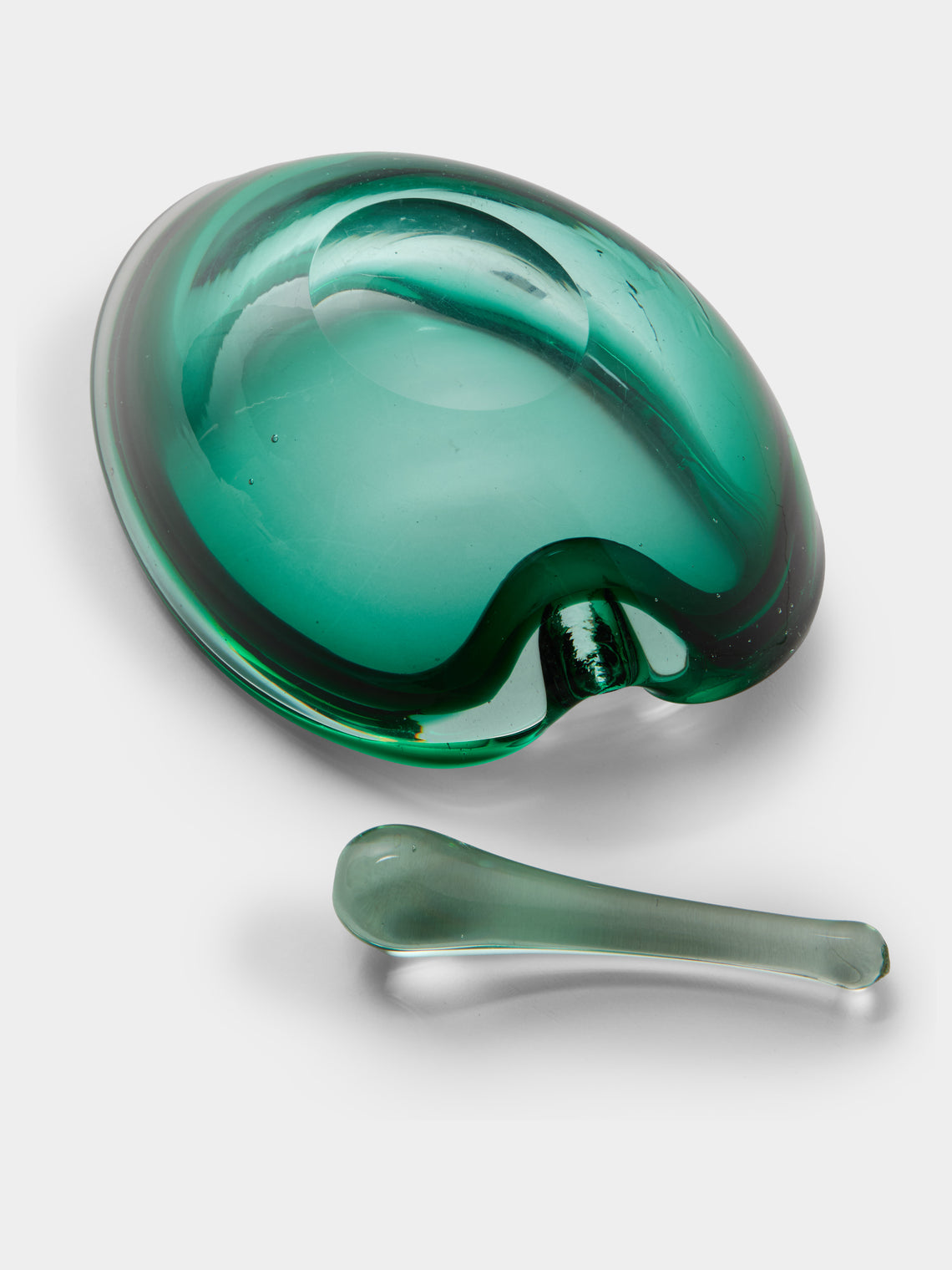 Antique and Vintage - Mid-Century Murano Glass Ashtray with Stopper - Green - ABASK