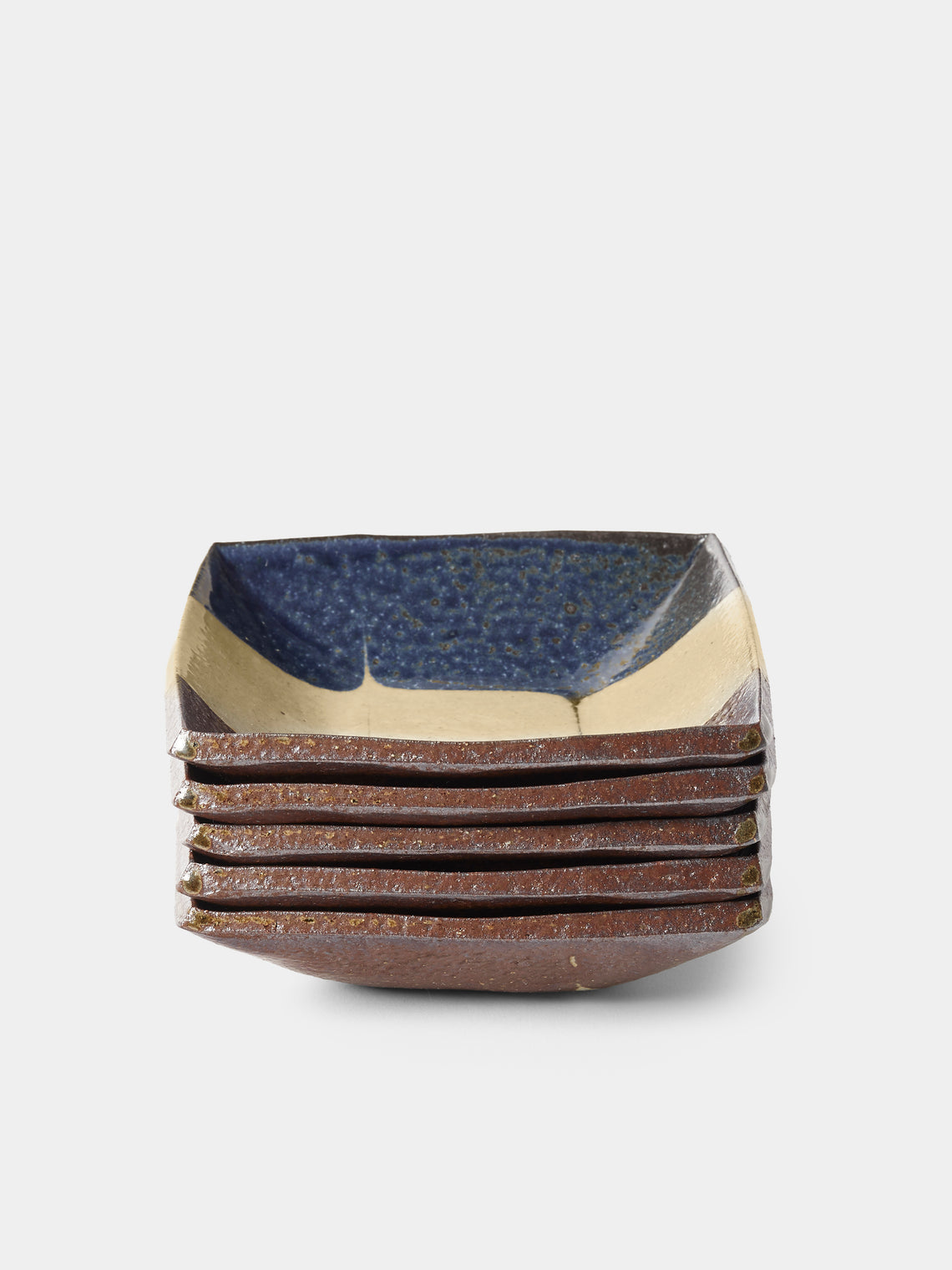 Makidani-gama - No. 1 Nerikomi Ceramic Square Plates – 5in/12.5cm (Set of 5) - Multiple - ABASK