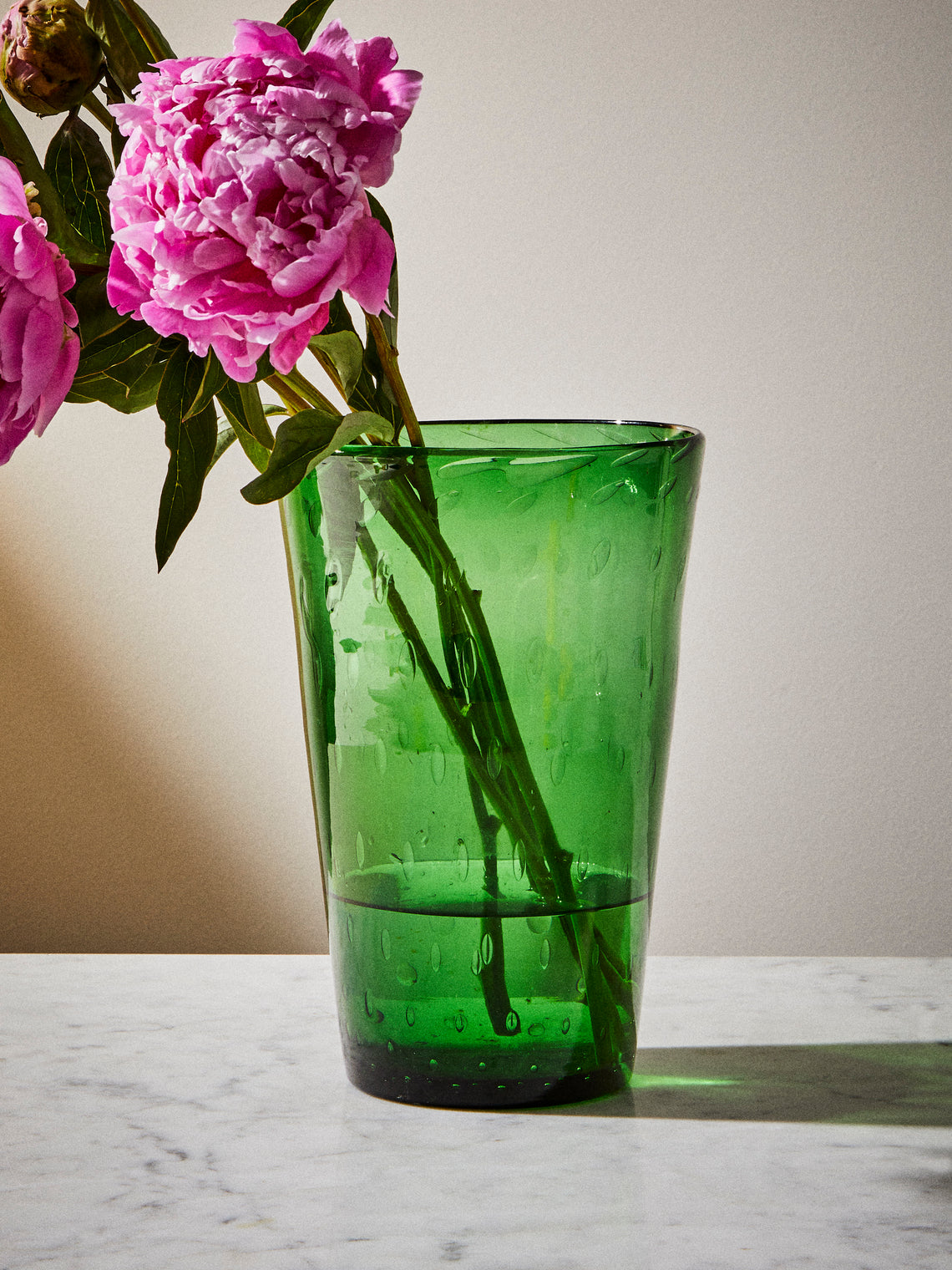 Antique and Vintage - 1980s Bullicante Glass Vase (10in/26cm) - Green - ABASK