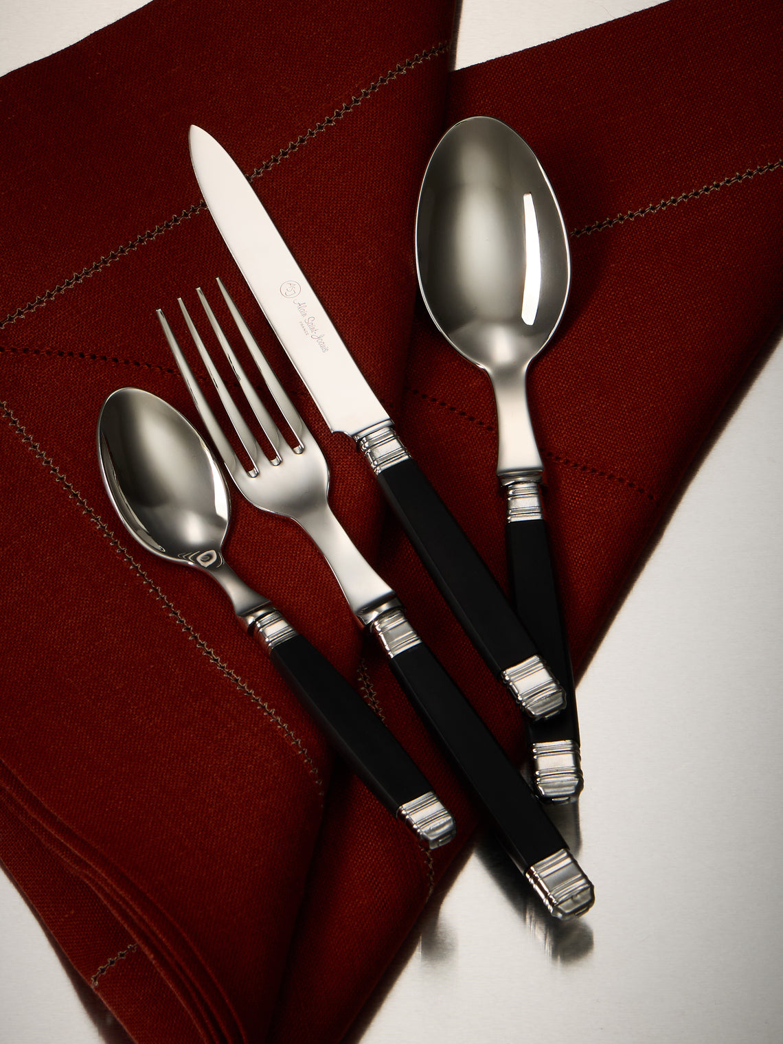 Alain Saint-Joanis - | Set of 4 Pieces | Empire Resin Dinner Cutlery - Black - ABASK