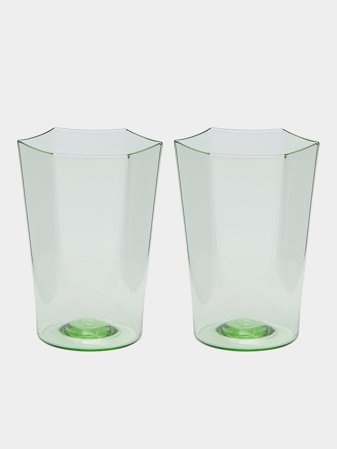 Yali Glass - Venexia Hand-Blown Murano Glass Small Tumblers (Set of 2) - Green - ABASK 