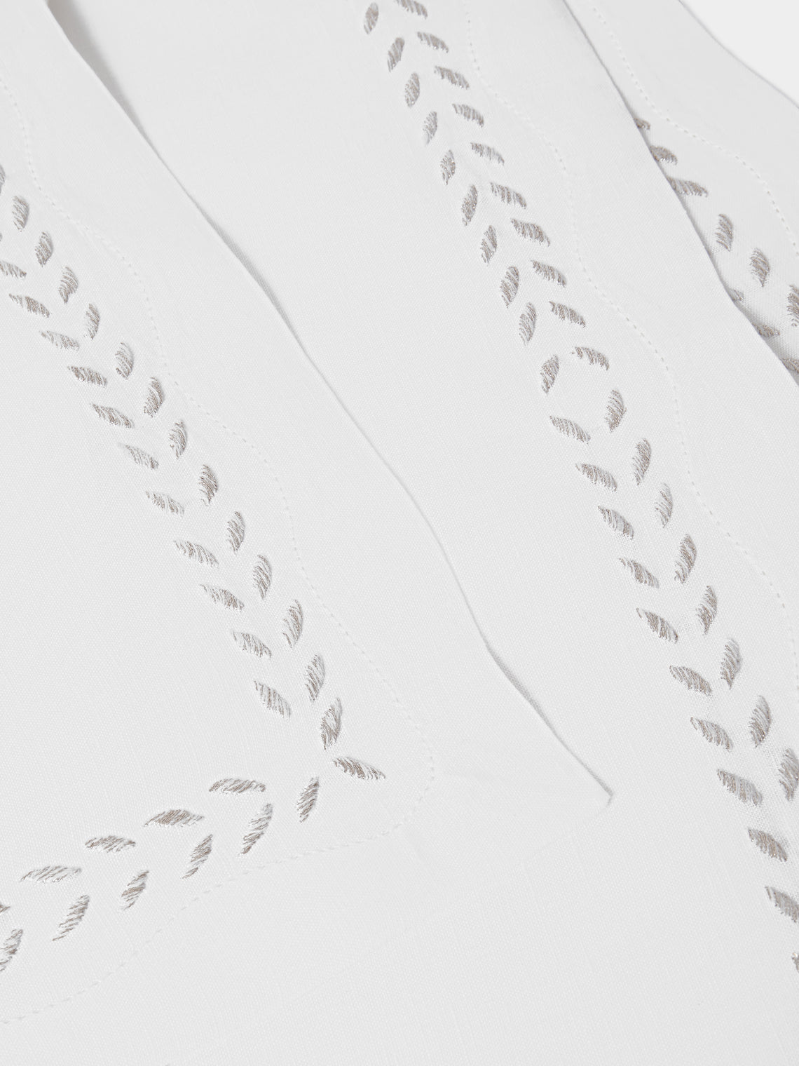 ERI Textiles - | Set of 4 | Marie Silver Hand-Embroidered Linen Napkins - White - ABASK