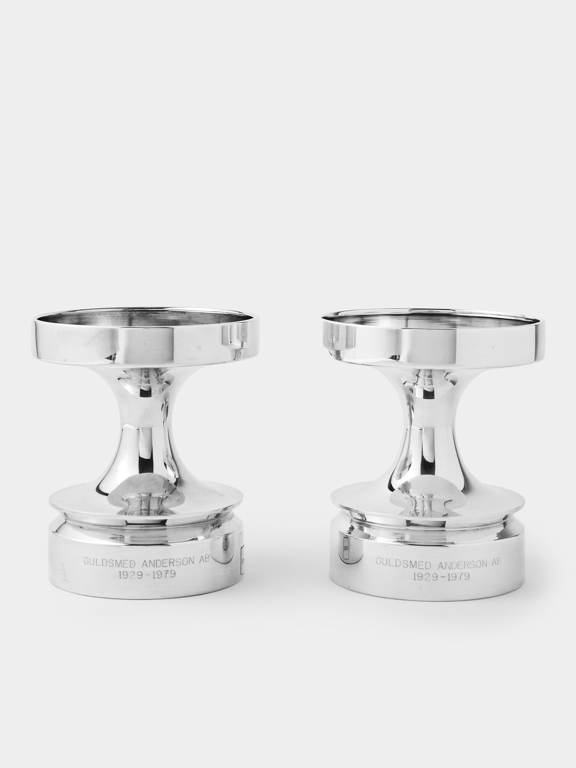 VINTAGE - SWEDEN - | Set of 2 | 1976 Eric Löfman for MGAB Solid Silver Candlesticks - Silver - ABASK - 