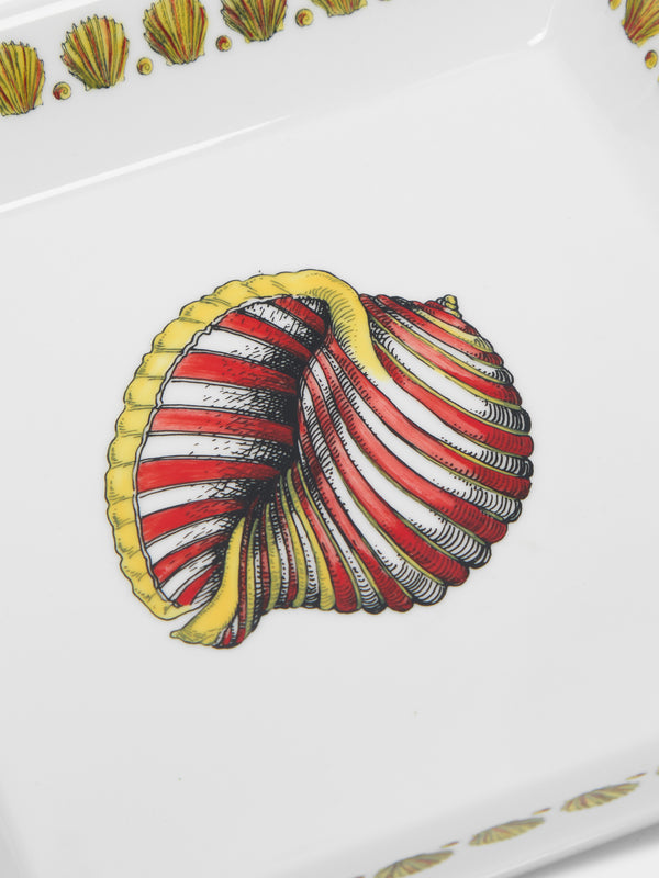 Fornasetti - Giro di Conchiglie Hand-Painted Porcelain Square Plate -  - ABASK