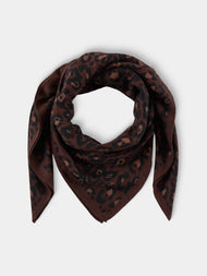 Me & K - Cashmere Leopard Bandana Scarf (37.5in/95cm) - Brown - ABASK - 