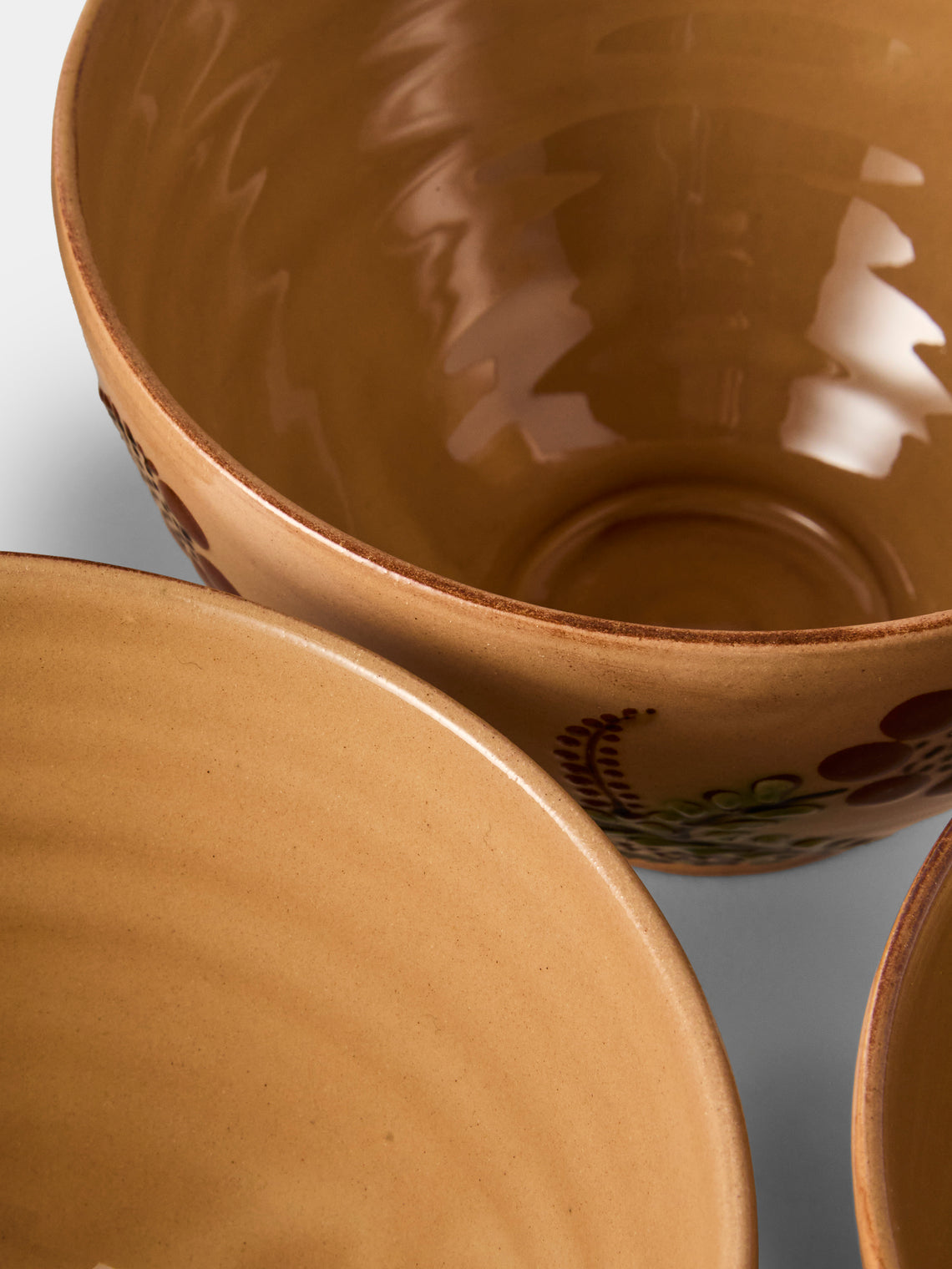 Poterie d’Évires - Flowers Hand-Painted Ceramic Grand Bowls (Set of 4) - Cream - ABASK