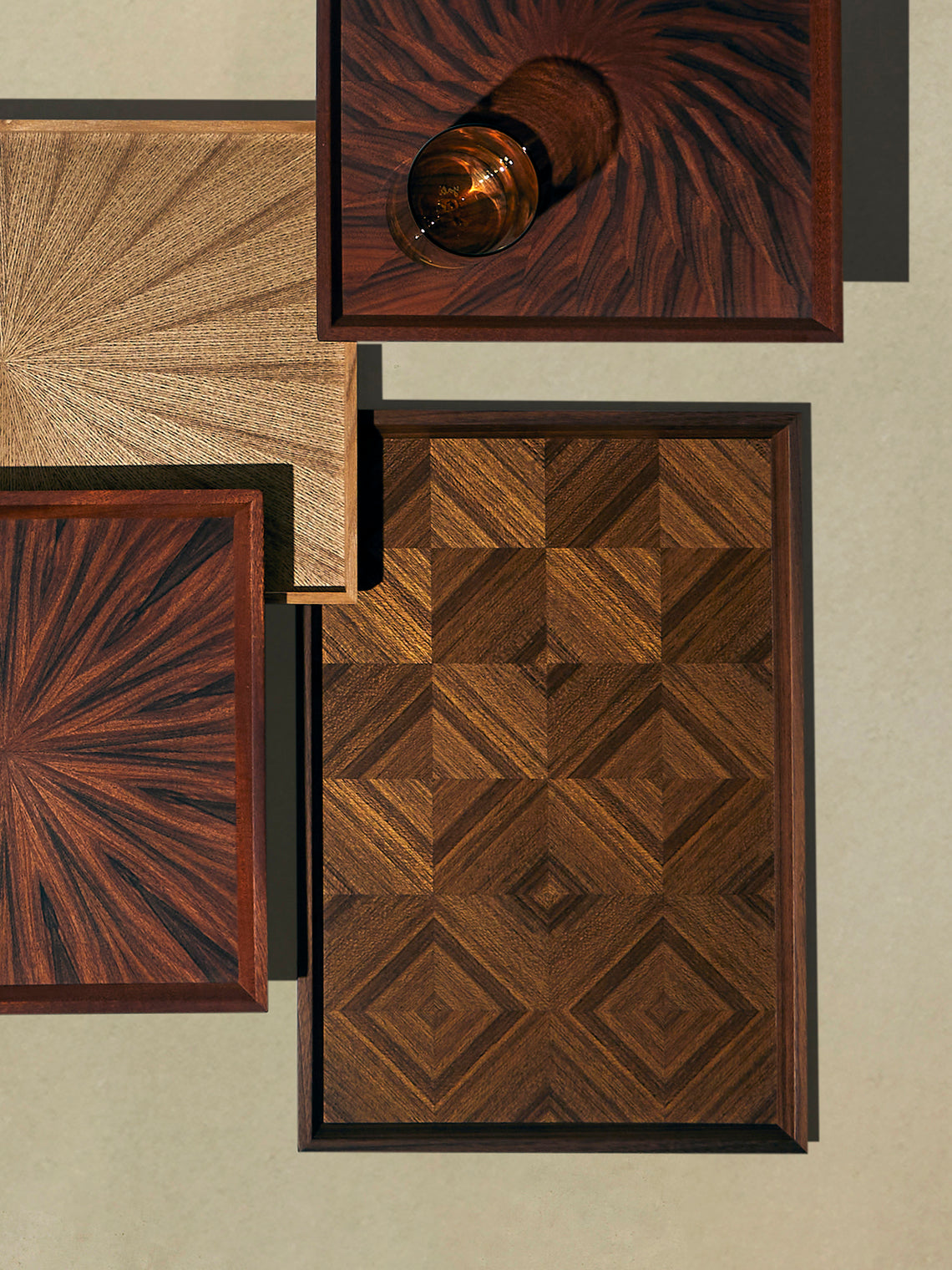 Mori Kougei - Poke Teak Tray (15in/38.5cm) - Brown - ABASK