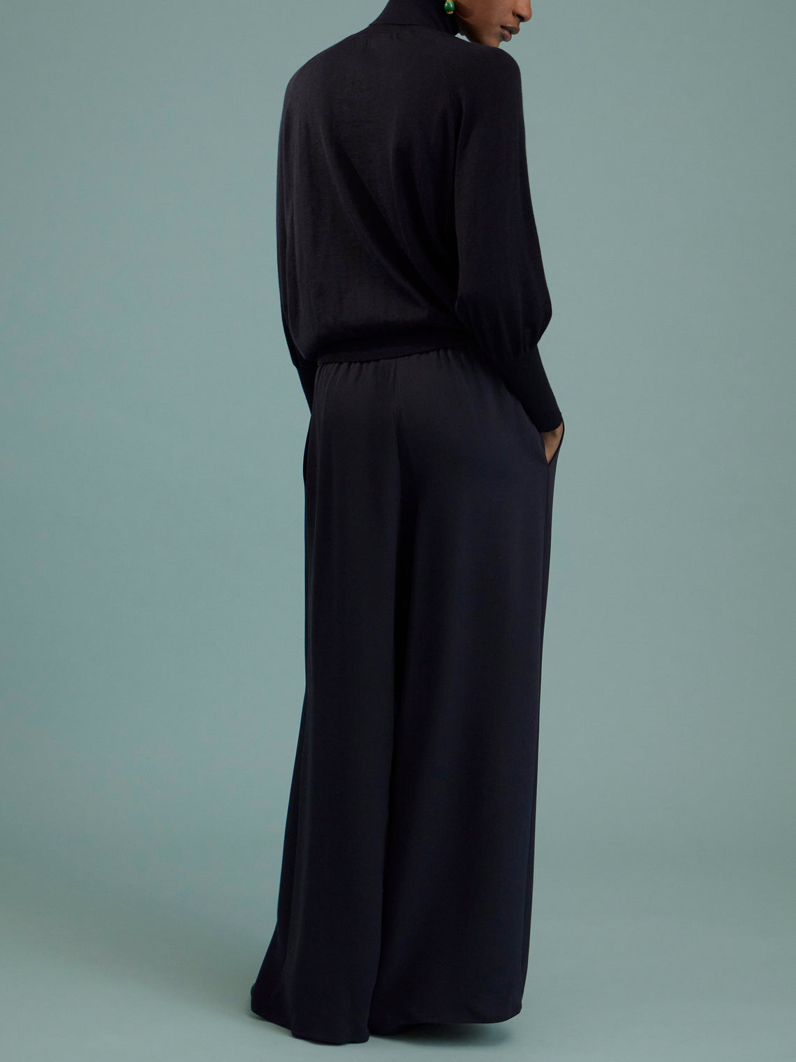 Dusan - Silk Full Trousers - Navy - ABASK