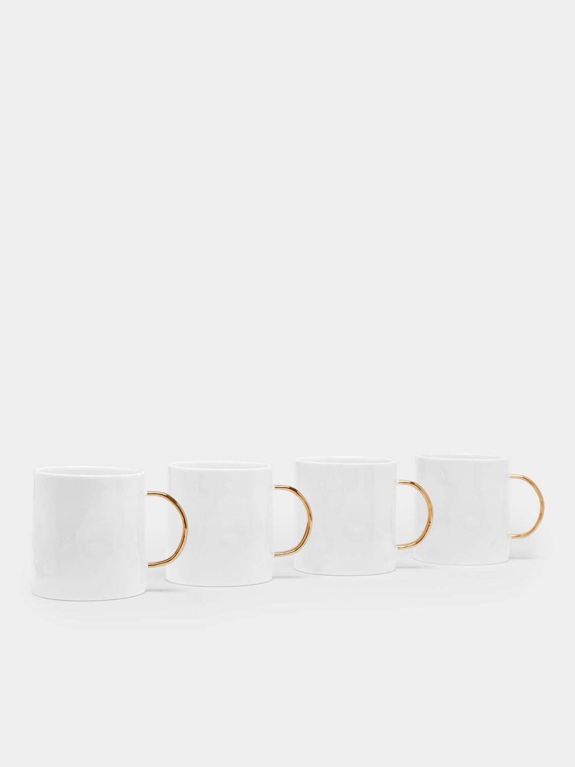 Feldspar - Hand-Painted 24ct Gold and Bone China Coffee Cups (Set of 4) - White - ABASK