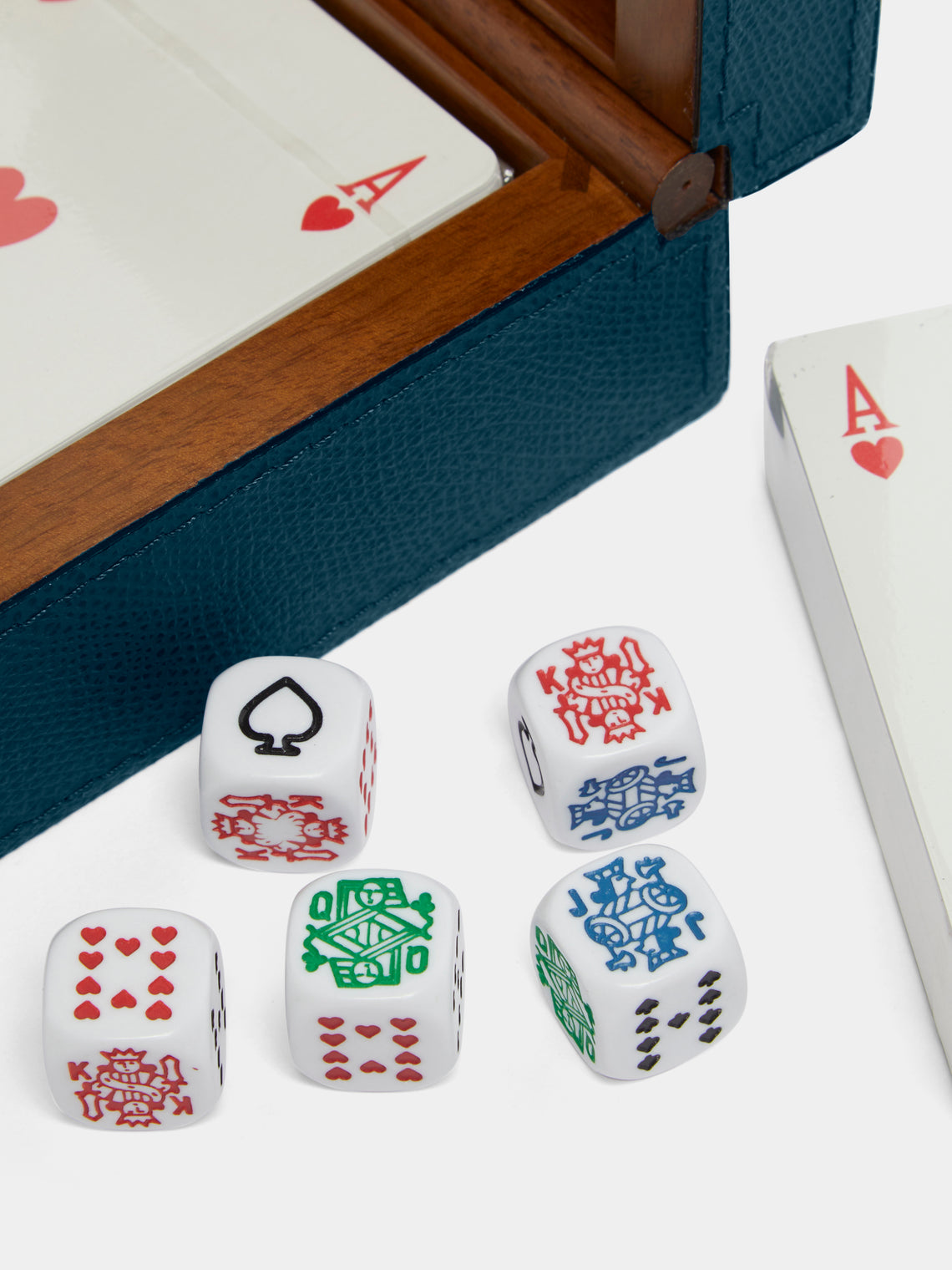 Giobagnara - Leather Playing Cards and Dice Box - Blue - ABASK
