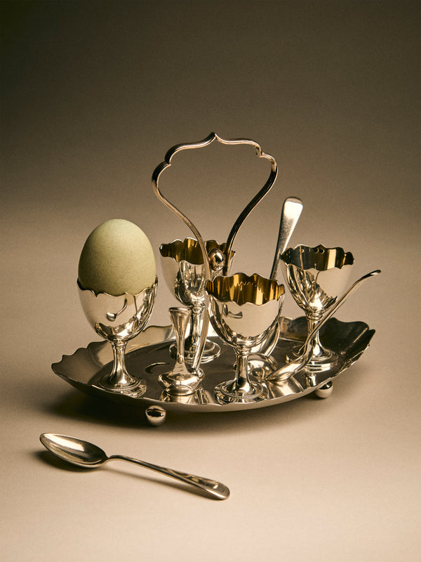 Antique and Vintage - Mid-Century Silver-Plated Egg Serving Set - Silver - ABASK