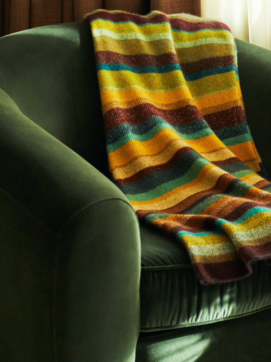 The Elder Statesman - Hand-Dyed Cashmere Striped Blanket - Green - ABASK