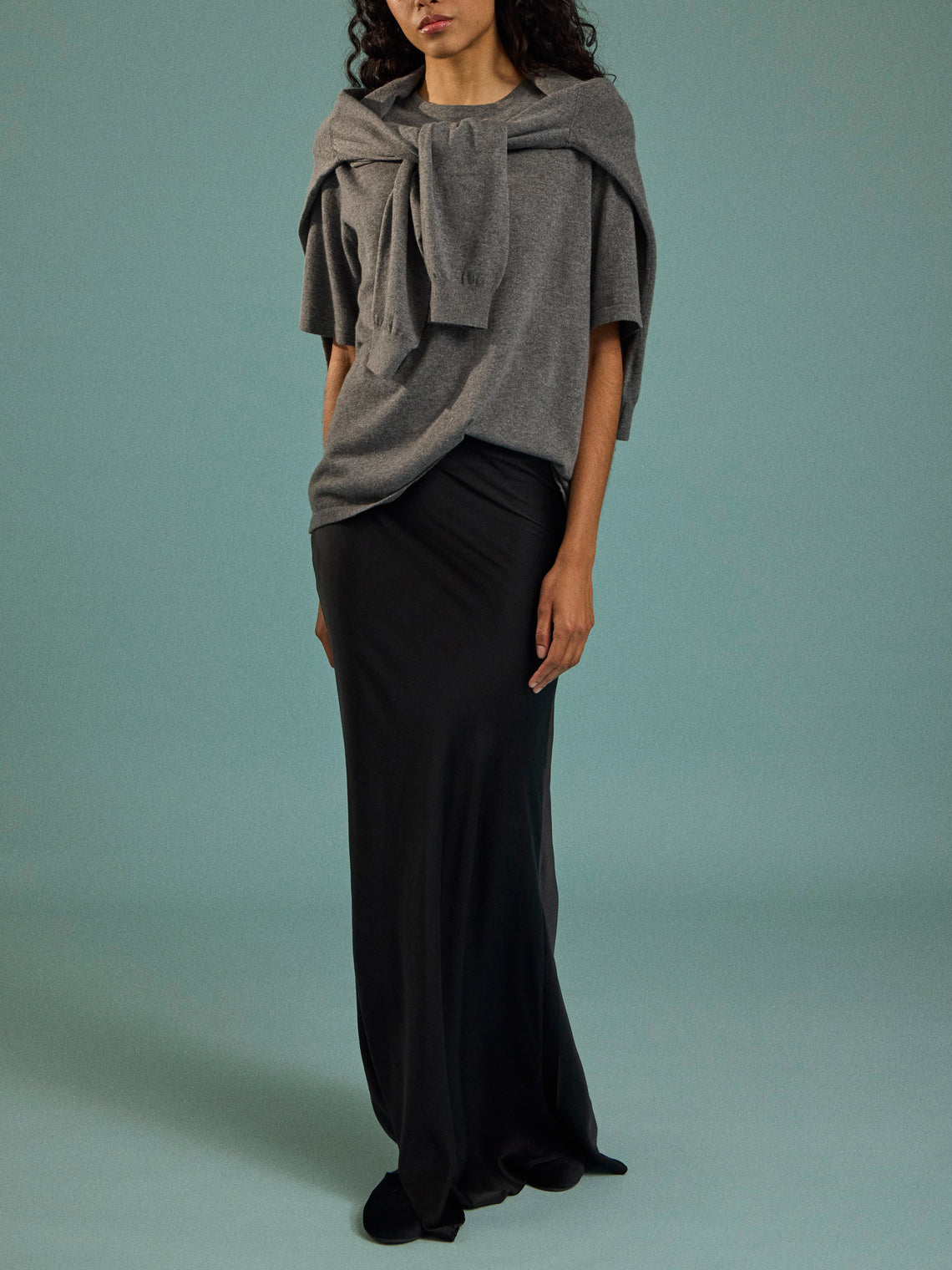 Arch4 - Golden Baby Goat Cashmere Oversized T-Shirt | Size: S - Gray - ABASK