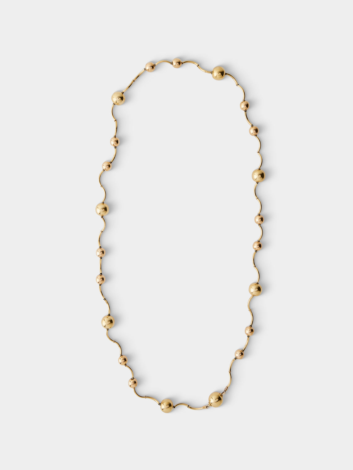Mahnaz Collection - Vintage Manfredi 18-Karat Yellow Gold Long Ball and Twisted Tube Chain Necklace - Gold - ABASK - 