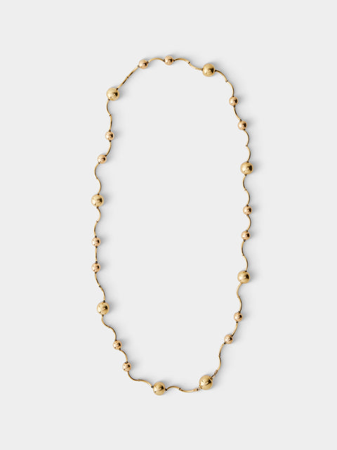 Mahnaz Collection - Vintage Manfredi 18-Karat Yellow Gold Long Ball and Twisted Tube Chain Necklace - Gold - ABASK - 