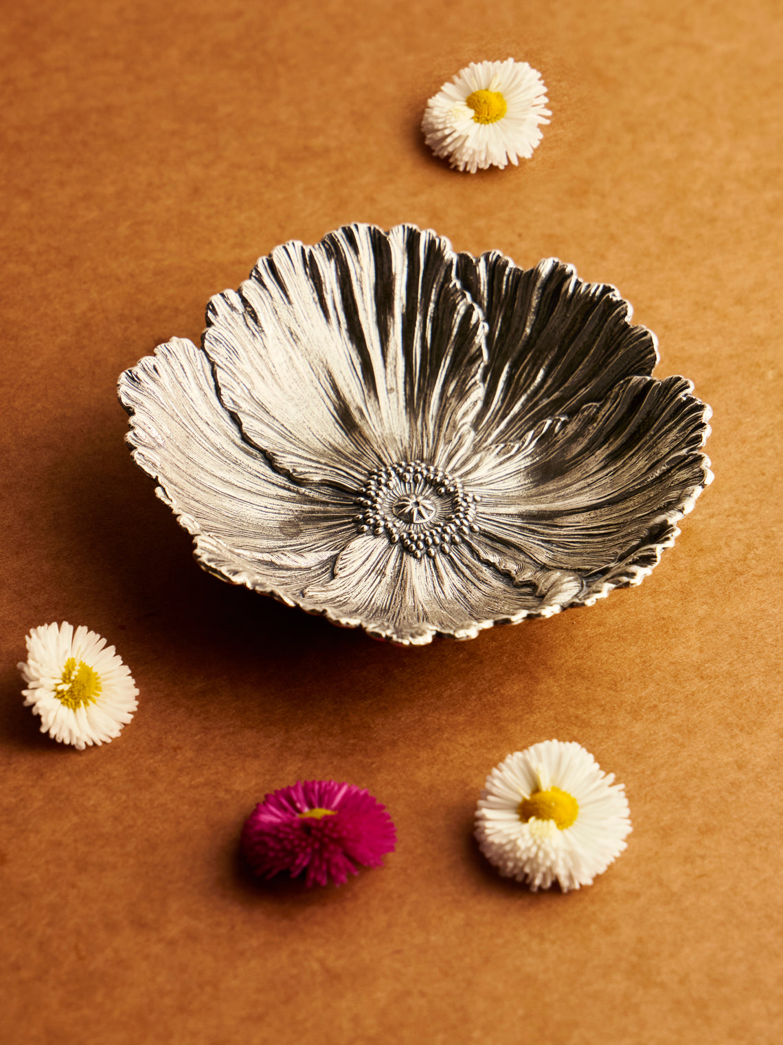 Antique and Vintage - 1970s Solid Silver Flower Dish - Silver - ABASK