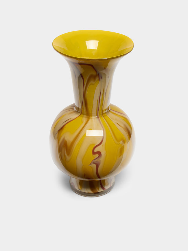Martyn Thompson Studio - Penny Spotted Hand-Blown Glass Vase (12.5in/32cm) - Yellow - ABASK - 