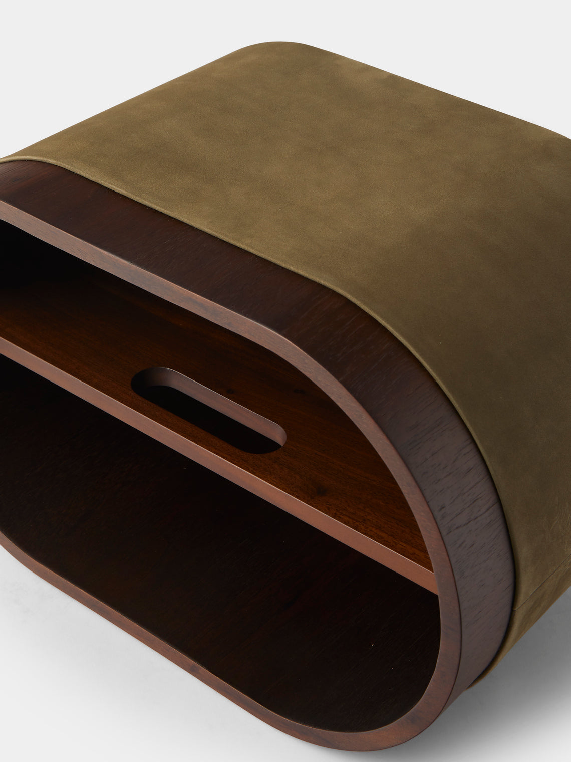 Riviere - Dama Walnut and Suede Magazine Rack - Green - ABASK