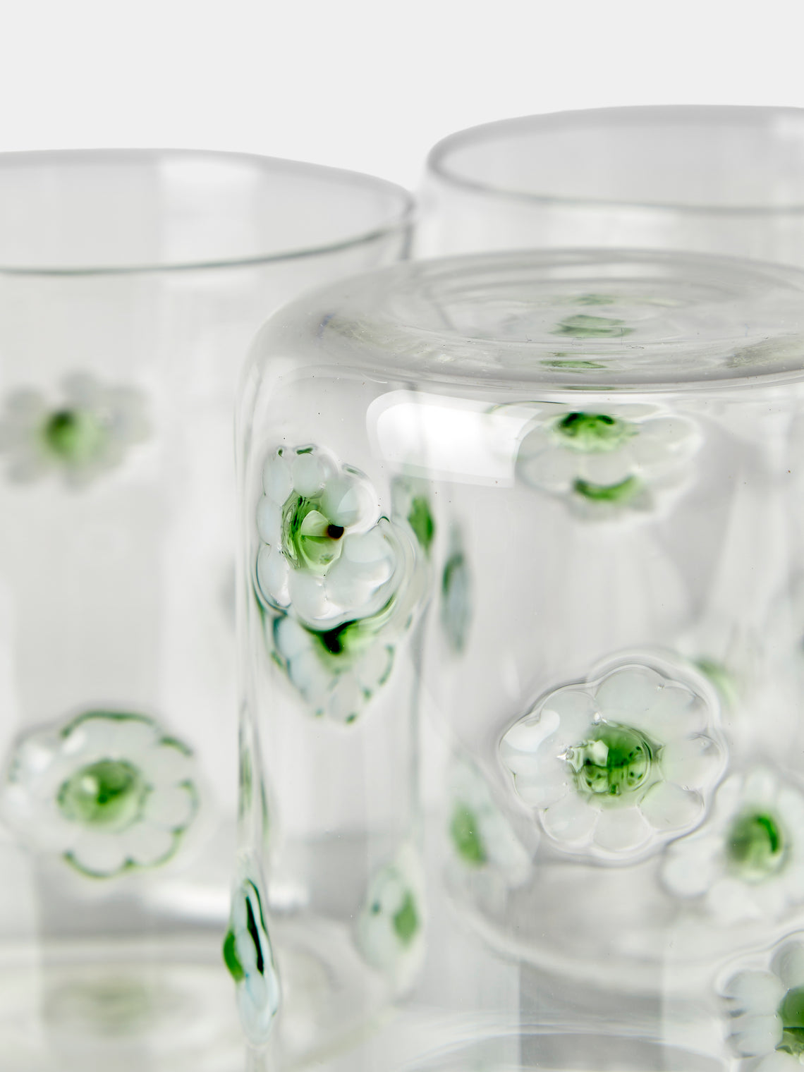 Alya Tannous - Daisy Hand-Blown Glass Tumblers (Set of 6) - Clear - ABASK