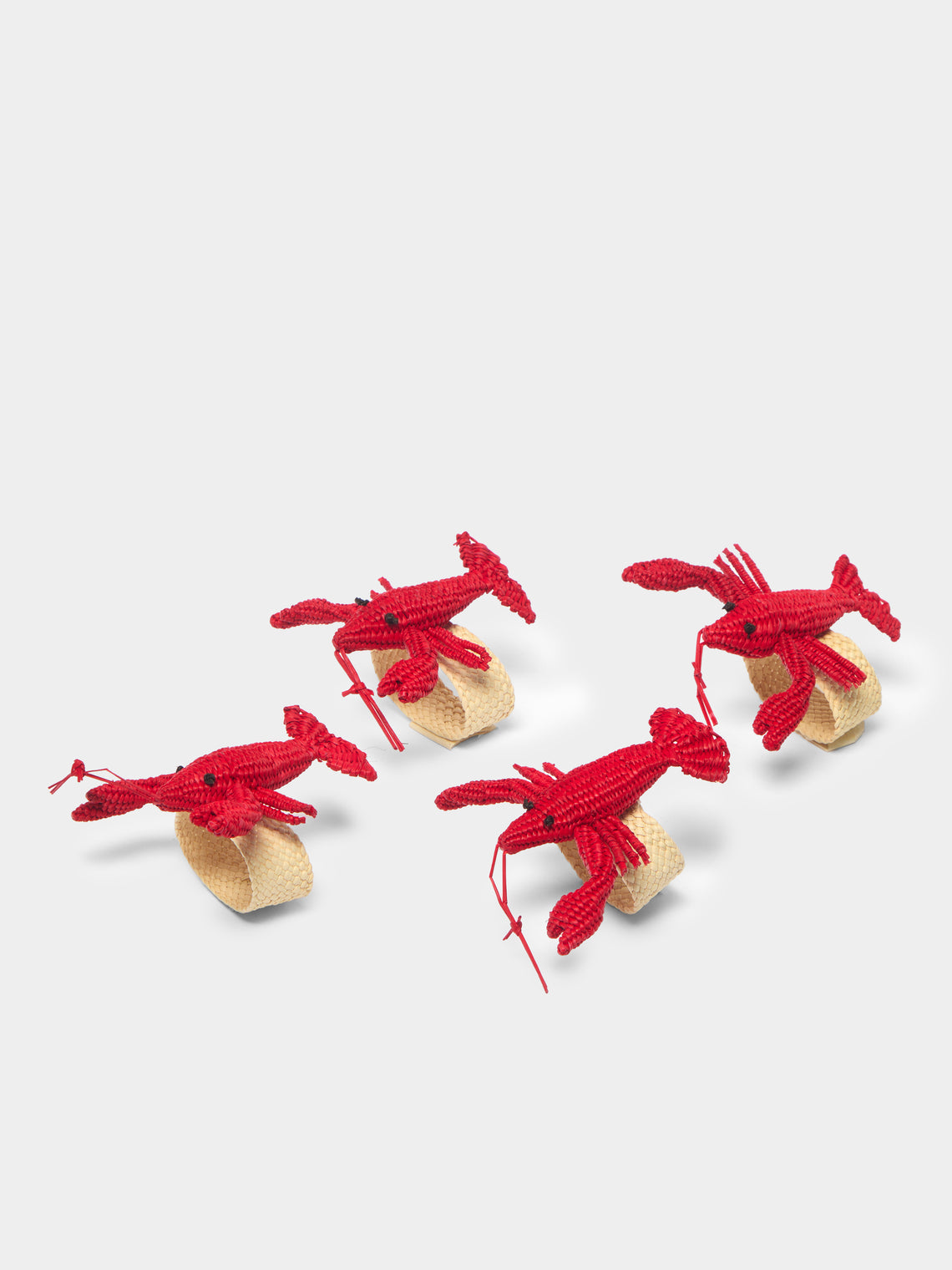 Coro Cora - Lobster Handwoven Iraca Palm Napkin Rings (Set of 4) -  - ABASK