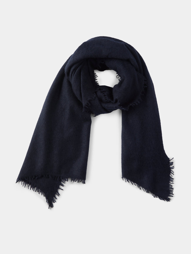 Denis Colomb - Fuzzy Feutre Cashmere Shawl (78.5in/2m) - Navy - ABASK - 