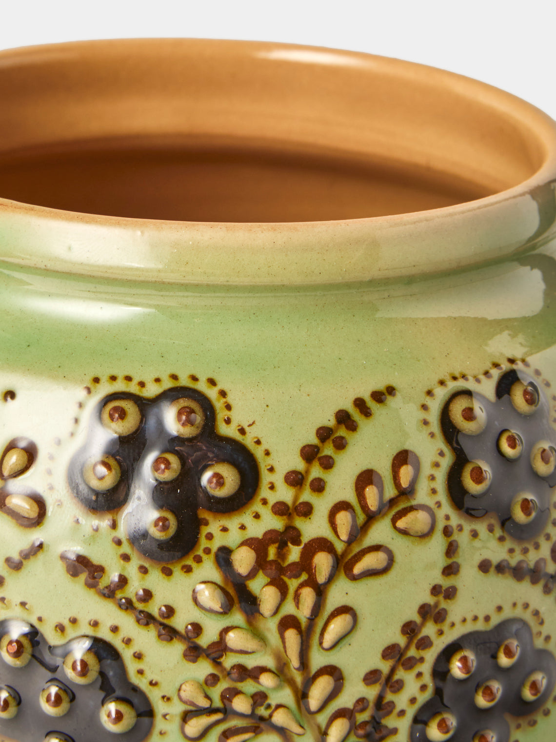Poterie d’Évires - Flowers Hand-Painted Ceramic Vase (6.5in/17cm) - Green - ABASK