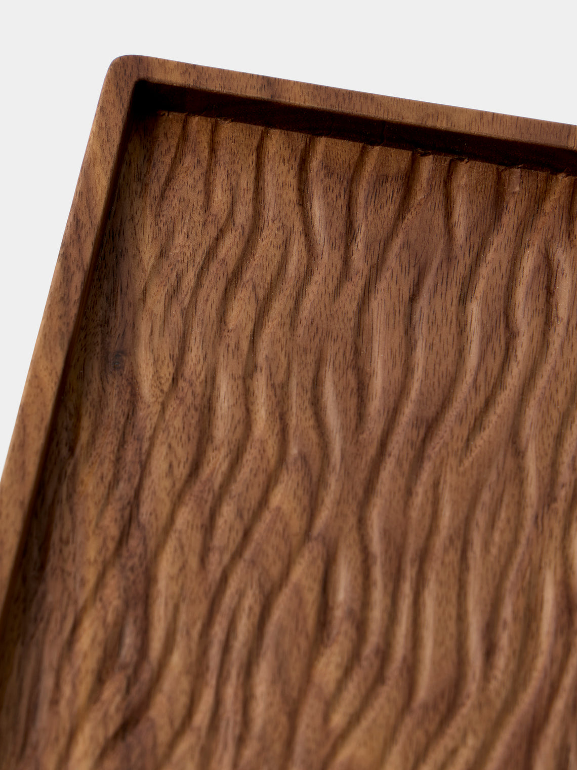 Droulers - Bosco Corteccia Hand-Carved Walnut Tray (11in/28cm) - Brown - ABASK