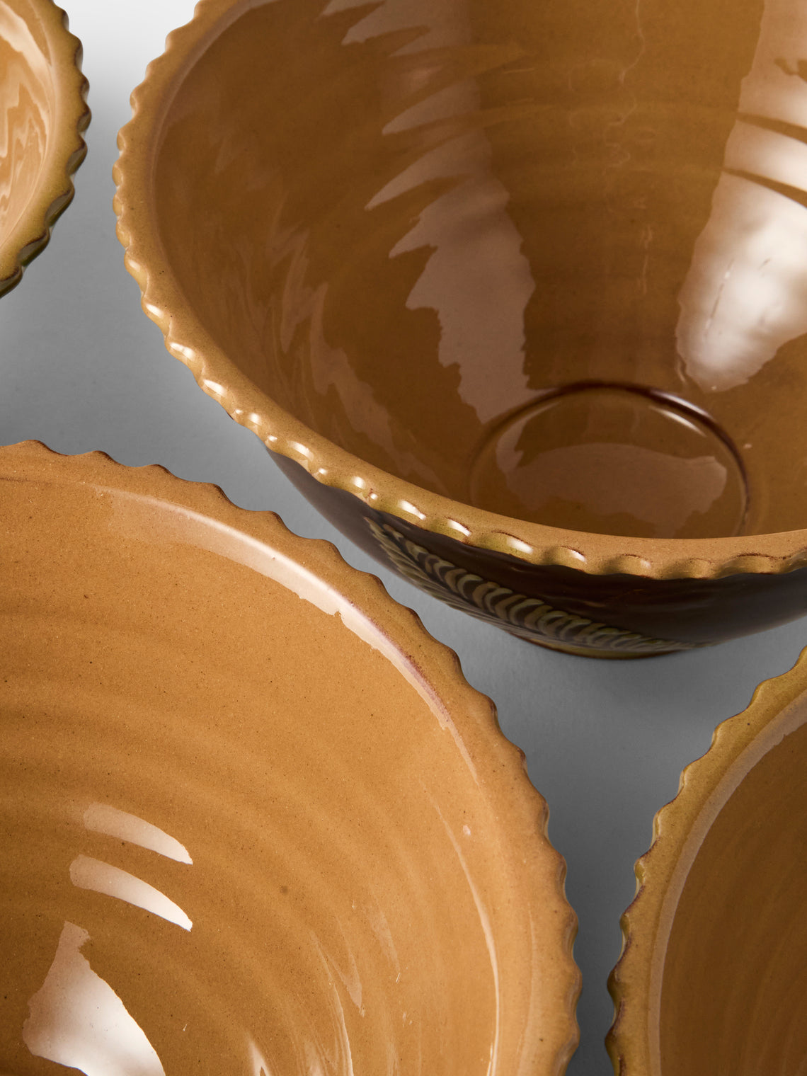 Poterie d’Évires - Flowers Hand-Painted Ceramic Fluted Bowls (Set of 4) - Multiple - ABASK