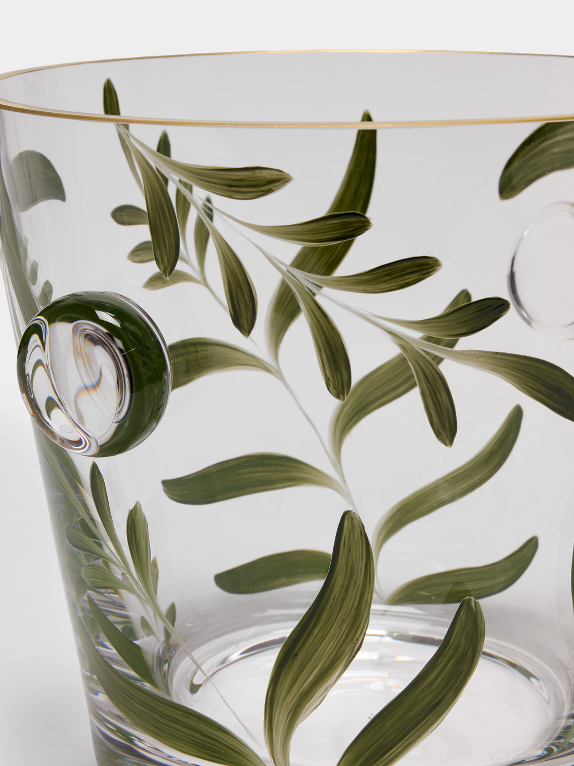 Los Vasos de Agua Clara - Saanen Hand-Painted Crystal Ice Bucket - Green - ABASK