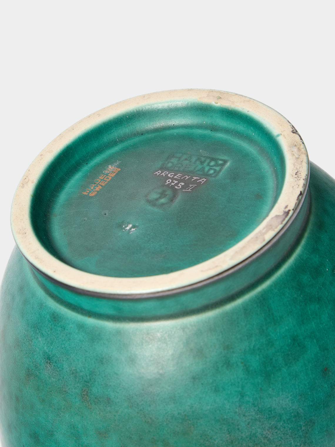Antique and Vintage - 1940 Mari Simmulson and Wilhelm Kåge Argenta Mermaid No. 2 Stoneware Vase (8in/20.5cm) - Blue - ABASK