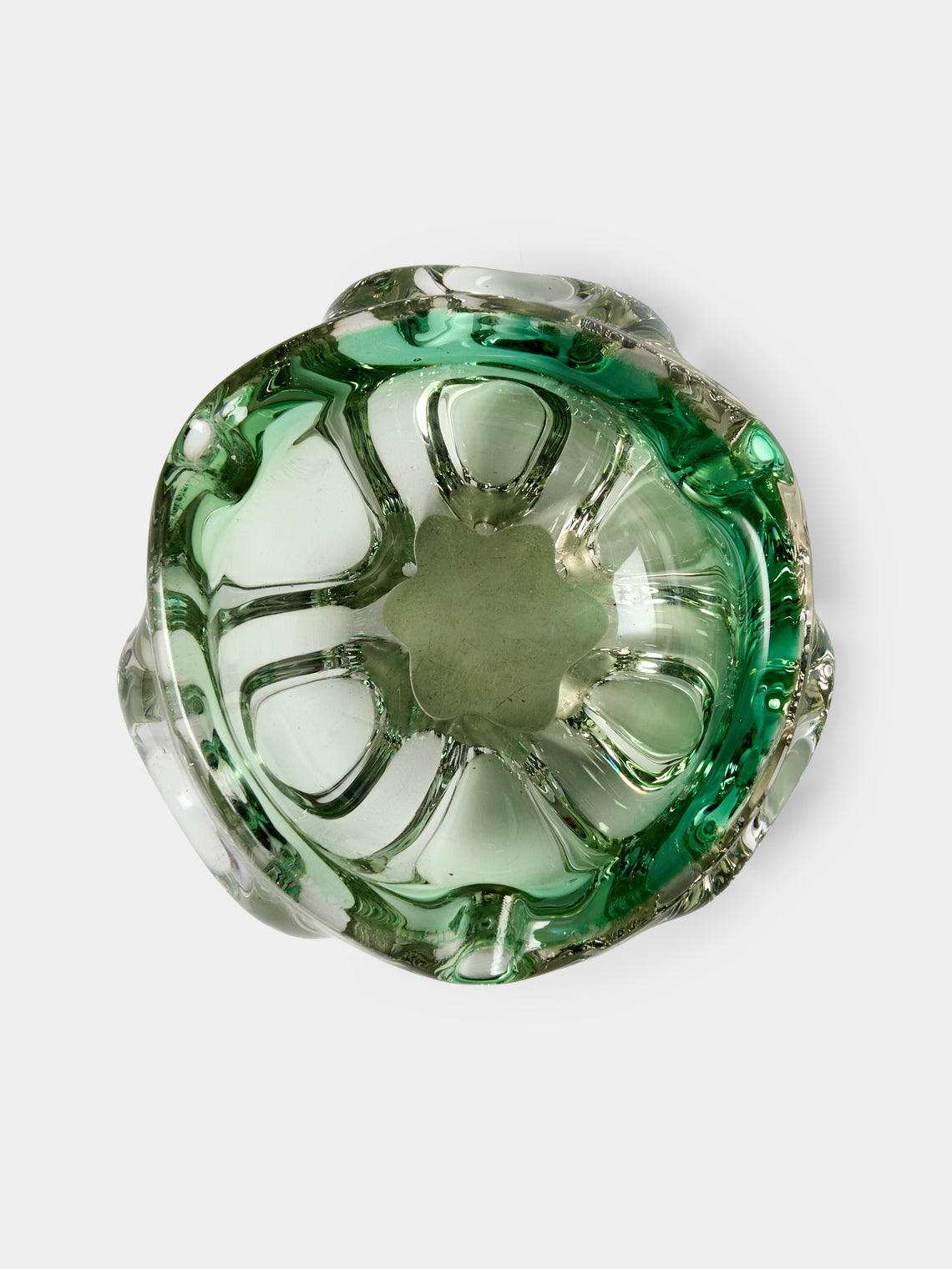 Antique and Vintage - Mid-Century Crystal Ashtray - Green - ABASK