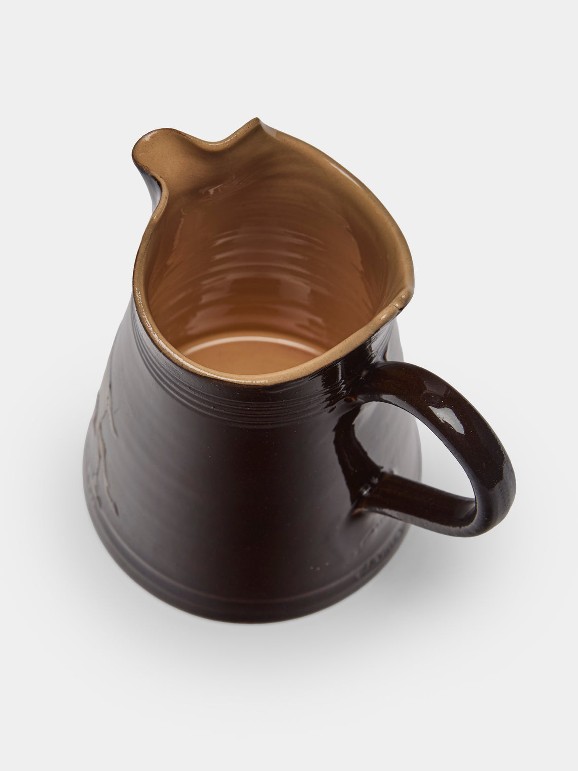 Poterie d’Évires - Goats Hand-Painted Ceramic Petite Milk Jug - Dark brown - ABASK