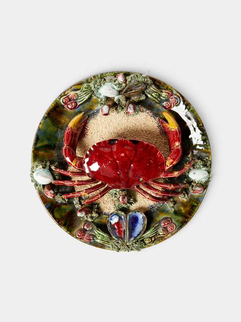 Antique and Vintage - Mid-Century Crab Majolica Ceramic Serving Plate (12in/31cm) - Multiple - ABASK - 