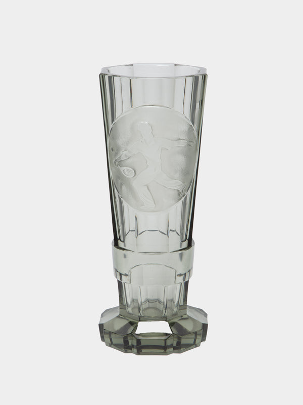 Antique and Vintage - 1930s Tennis Hand-Engraved Crystal Vase -  - ABASK - 